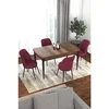 Hanah Home trpezarijski set Via, sto na razvlačenje i 4 stolice, ploča u dekoru drveta Baroque, bordo tkanina Jerry