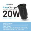 Auto punjač Teracell Evolution TC-10 PD 20W/ USB QC3.0 15W crni
