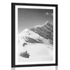 Plakat s paspartujem zasnežena gorovja v črnobeli varianti - 60x90 no frame