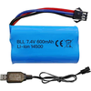 YUNIQUE GREEN-CLEAN 1 Li-ion baterija 7,4V 600mAh 2S s SM-3P priključkom + USB kablom – združljiva z RC Car DE82, TK3086B, TK-3082B, G20601, Stunt Flip Car