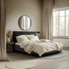 MID.YOU OBLAZINJENA POSTELJA 180 cm x 200 cm , les, tekstil, leseni material antracit