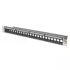 Modular Patch Panel, shielded, 24-port blank, 1U, Rack Mount, transp. label field, black