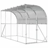 vidaXL Kokošja kletka ob steni Srebrna 600 x 150 x 215 cm