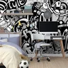 Tapeta sivi street art grafiti - 245x165