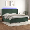 Vidaxl Box spring postelja z vzmetnico LED tem. zelena 200x200cm žamet