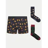 JACK & JONES Set muške bokserice i čarape, 2 para, Jacxmas Check 12266765, Crni