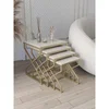Hanah Home Ela set od 4 umetnuta stočića, zlatni ram, krem MDF ploče