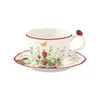 Teacup with saucer, porcelain, 240ml, Jardin des Fraises - Easy Life