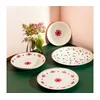 24-delni jedilni set iz porcelana, na voljo v beli, rdeči ali zeleni barvi