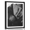Plakat s paspartujem list monstere v črnobeli varianti - 60x90 black