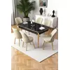 HANAH HOME Rasklopivi trpezarijski sto i stolice (7 delova) Nira Black Marble Gold Cream