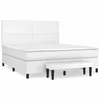 Vidaxl Box spring postelja z vzmetnico bel 160x200 cm umetno usnje