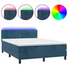 Vidaxl Box spring postelja z vzmetnico LED temno modra 140x190cm žamet