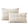 Prevleka za blazino Dekorativna Plišasta Komplet 2 kom Bež 30x50 cm – mehek pliš imitacija velurja s tufted vzorcem deteljice enostranski 3D učinek, za kavč in posteljo, pranje v hladni vodi