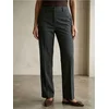 Sinsay - Elegantne pantalone straight leg sa prugama i dodatkom viskoze - mornarsko