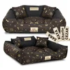 shumee Pasja postelja KINGDOG pesjak 75x65 cm personalizirana nepremočljiva zlate kosti