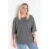 Trendyol Curve Plus Size T-Shirt - Gray - Regular fit