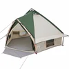 Vidaxl Teepee šotor za 4 osebe Zelena in Siva 388 x 320 x 169 cm