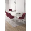 Hanah Home trpezarijski set Via, sto na razvlačenje i 4 stolice, bela ploča, bordo tkanina Jerry