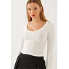 Bianco Lucci Womens V Neck Long Sleeve Camisole Blouse 2412