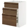 METOD / MAXIMERA Pod.element sudop. i 3front/2fioke, bela/Stensta tamnobraon jasenov furnir, 60x60 cm