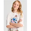 Sinsay - Pamučna oversize majica s printom Stitch - krem