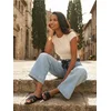 Sinsay - Pamučna basic majica - nude džins