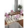 Hanah Home trpezarijski set Via, sto na razvlačenje i 4 stolice, ploča u dekoru drveta Baroque, roze tkanina Jerry