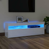 VIDAXL TV omara z LED osvetlitvijo (120x35x40cm), bela v visokem sijaju