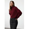 Trendyol Burgundy Crop Turtleneck Knitwear Sweater
