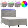 Vidaxl Box spring postelja z vzmetnico LED svetlo siva 140x200cm žamet
