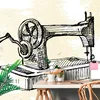 Samolepilna tapeta retro šivalni stroj - 245x270