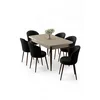 HANAH HOME Rasklopivi trpezarijski sto i stolice (7 delova) Asfel Travertine Black