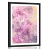 Plakat s paspartujem rožnata vejica s cvetovi - 30x45 white