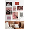 WallXpert set od 8 manjih uramljenih slika Çgs-075, modne ilustracije žena u crvenim, roze i crno-belim tonovima, beli ram