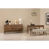 HANAH HOME Vina 02 1005 Walnut Cream Produživi trpezarijski sto, stolice i konzola (5 komada))