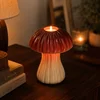 Dekorativni svečnik 20 cm čajna svečka Champignon Lines rdeča - žlebljen okrasni gob