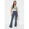Trendyol Anthracite Ribbed Flare / Flare Leg High Waist Stretchy Knitted Leggings Trousers