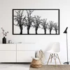 WallXpert metalni zidni ukras 5210, niz golih stabala u ramu, 75 x 42 cm, crni