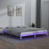 shumee vidaXL Posteljni okvir z LED svetlobo bel 200x200 cm masiven les