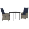 Set stola i stolica s jastukom 3 pcs Siva PE ratan