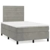vidaXL Box spring postelja z vzmetnico LED sv. siva 120x190 cm žamet