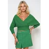Trend Alacati Stili Ženska bluza dugih rukava ALC-019-053-BLZ, V-izrez, Zelena