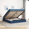 vidaXL Otomanski posteljni okvir z vzmetnicami moder 200x200 cm blago
