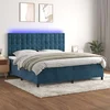 Krevet box spring s madracem LED tamnoplavi 200x200 cm baršun