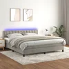 Vidaxl Box spring postelja z vzmetnico LED svetlo siva 180x200cm žamet