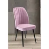 Hanah Home set trpezarijskih stolica Platinum 6 kom, roze tkanina Jerry, crne metalne noge