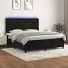 Greatstore Box spring postelja z vzmetnico LED črna 180x200 cm žamet