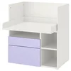 SMASTAD Radni sto, bela lila/s 2 fioke, 90x79x100 cm