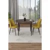 Hanah Home trpezarijski set Tor, sto i 2 stolice, ploča u dekoru drveta Baroque, senf žuta tkanina Babyface